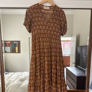 Daughters of India Brown Floral Maxi Dress